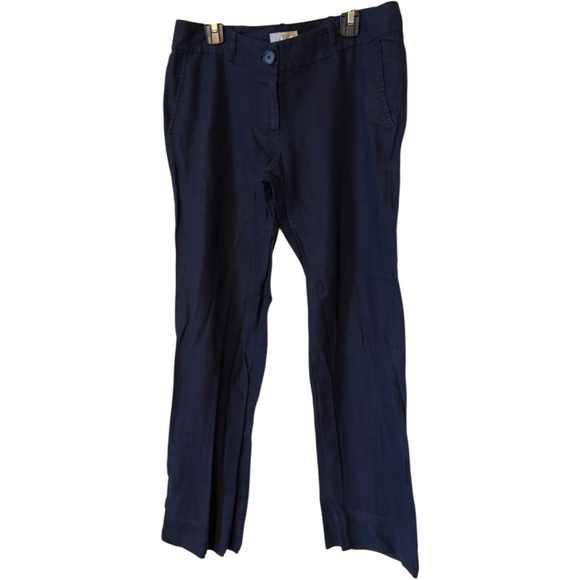 🌹LOFT NAVY 100% LINEN MARISA PANTS - Picture 2 of 7